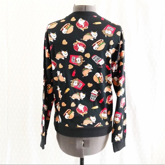 H&M Small Cat Taco Junk Food Sweatshirt Black - Picture 3 of 11